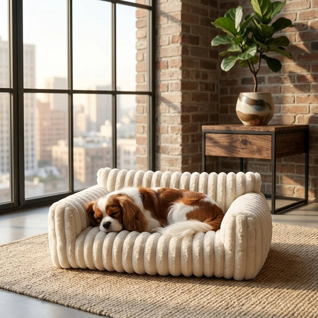 Premium Soft Corduroy Fleece Pet Couch Bed