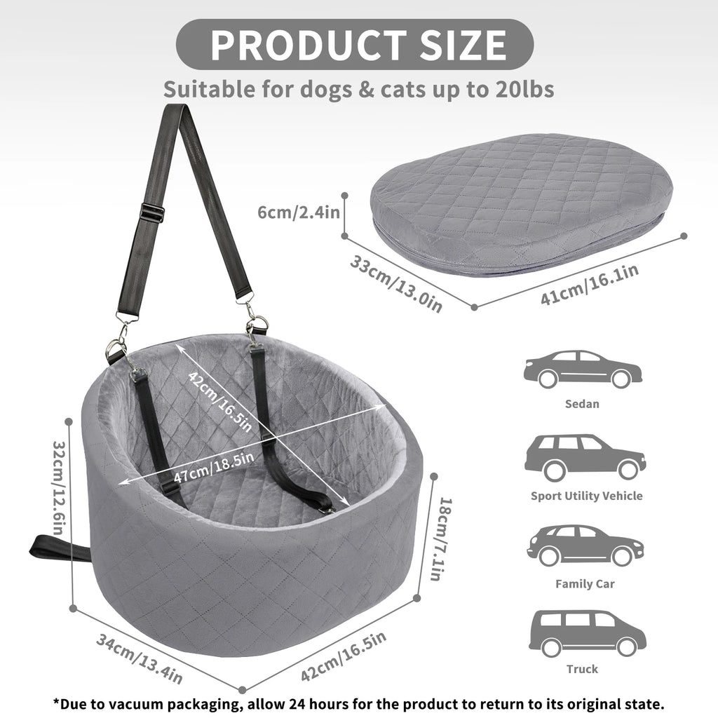 Portable Pet Car Seat for Small Dogs and Cats