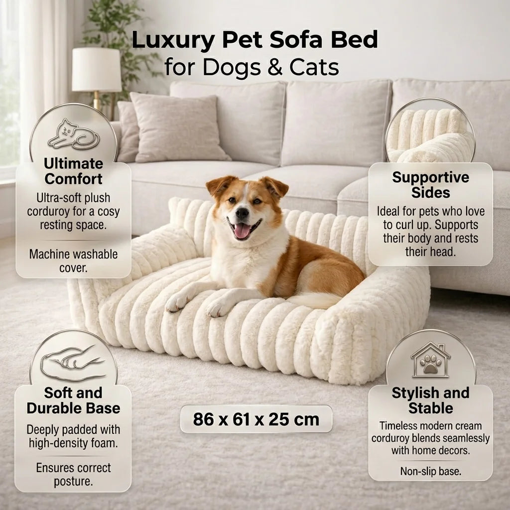 Premium Soft Corduroy Fleece Pet Couch Bed