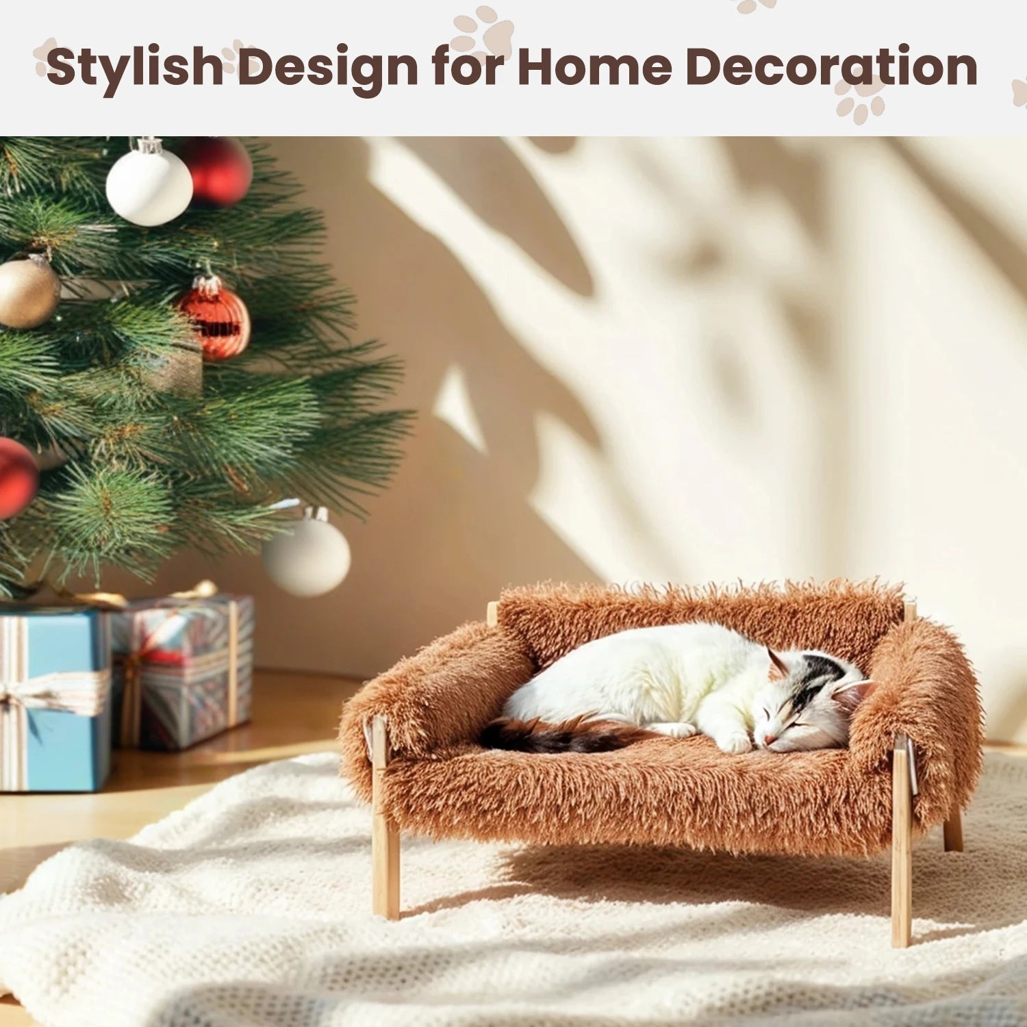Sturdy Wooden Leg Large Cat Bed