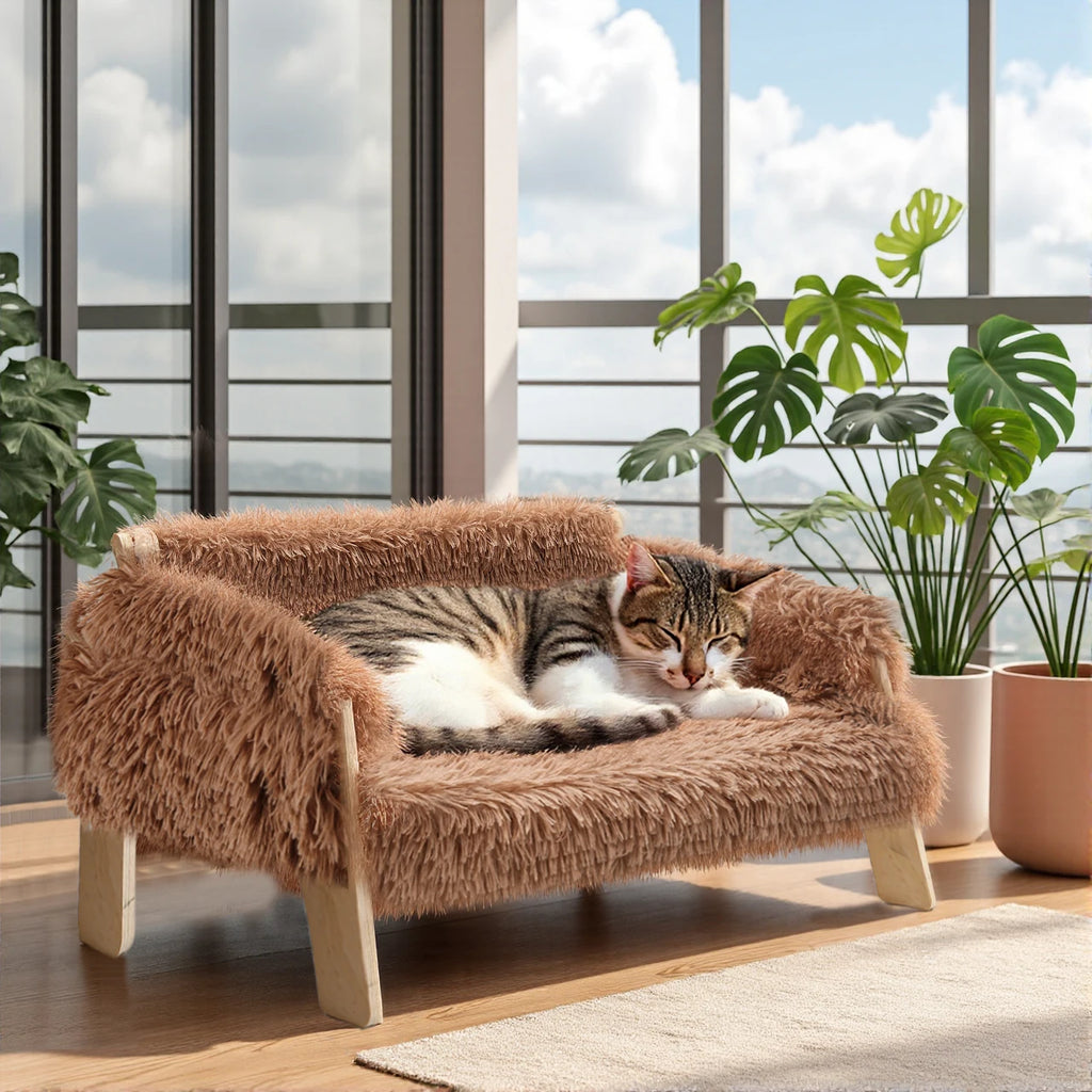 Sturdy Wooden Leg Large Cat Bed