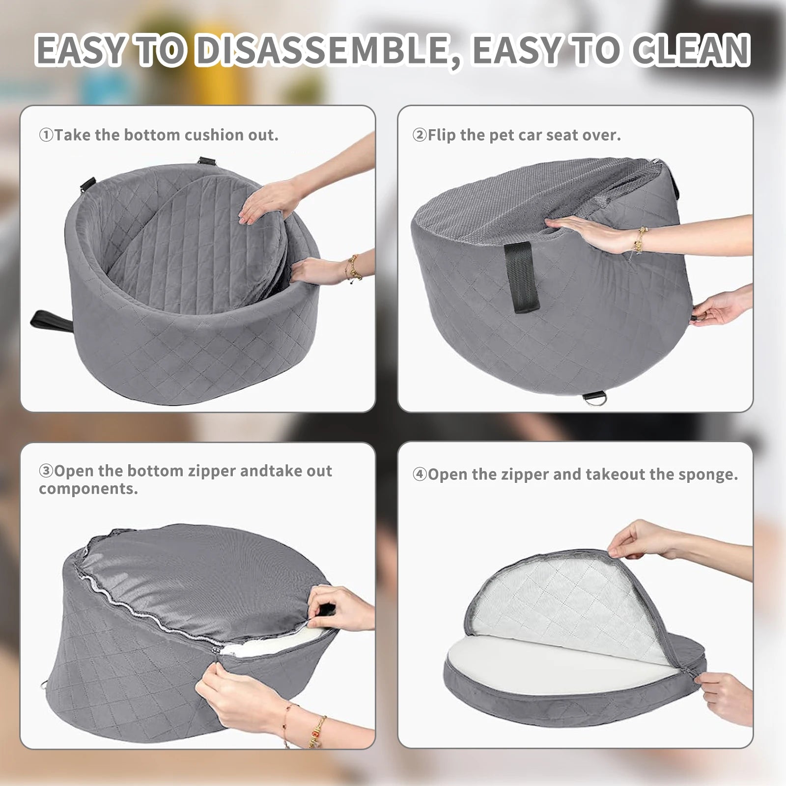 Portable Pet Car Seat for Small Dogs and Cats