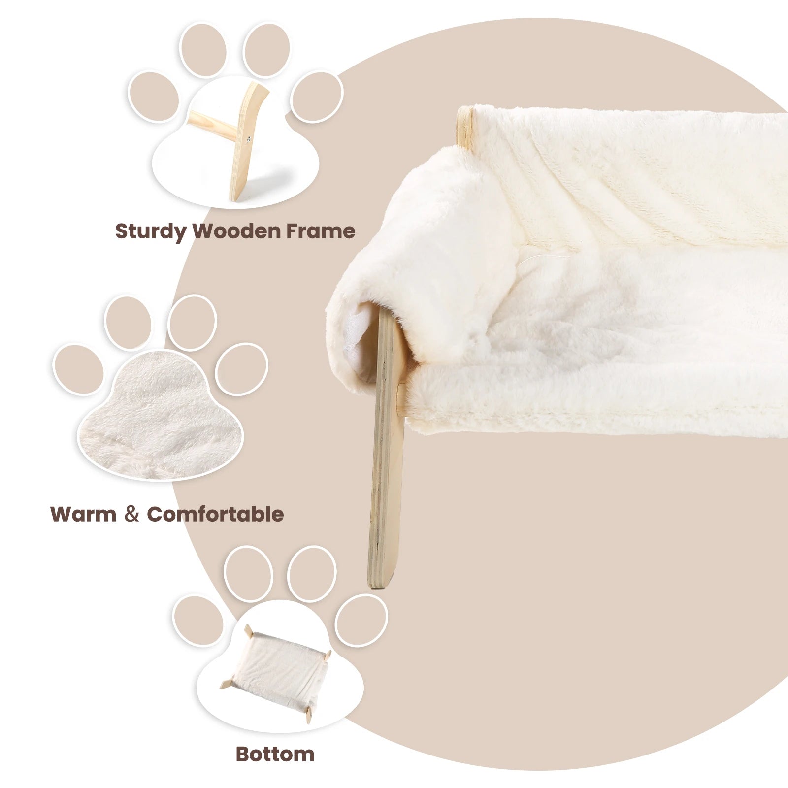 Sturdy Wooden Leg Large Cat Bed