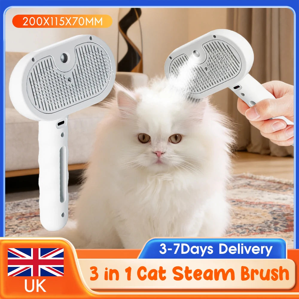 3-in-1 Electric Pet Steam Spray Brush
