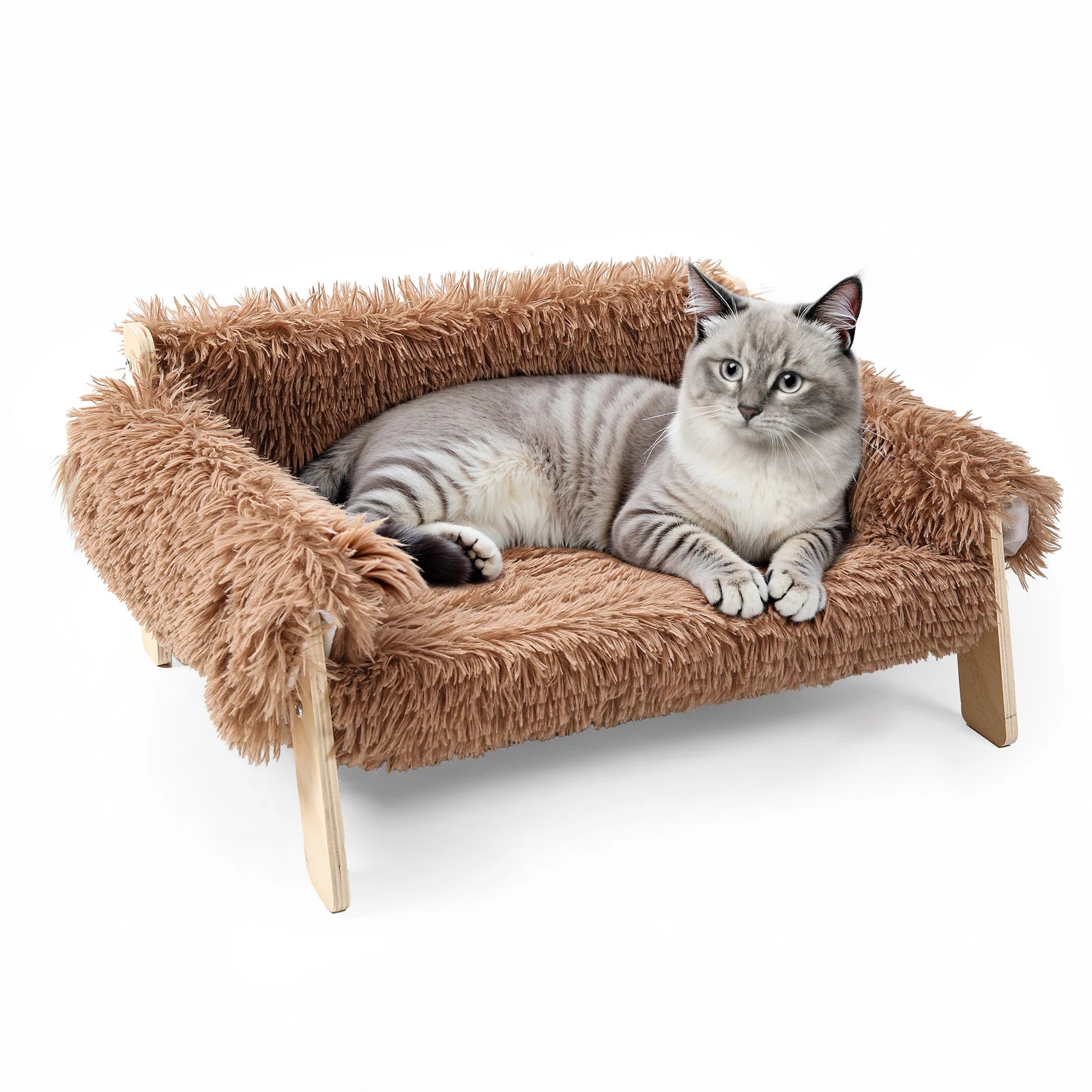 Sturdy Wooden Leg Large Cat Bed