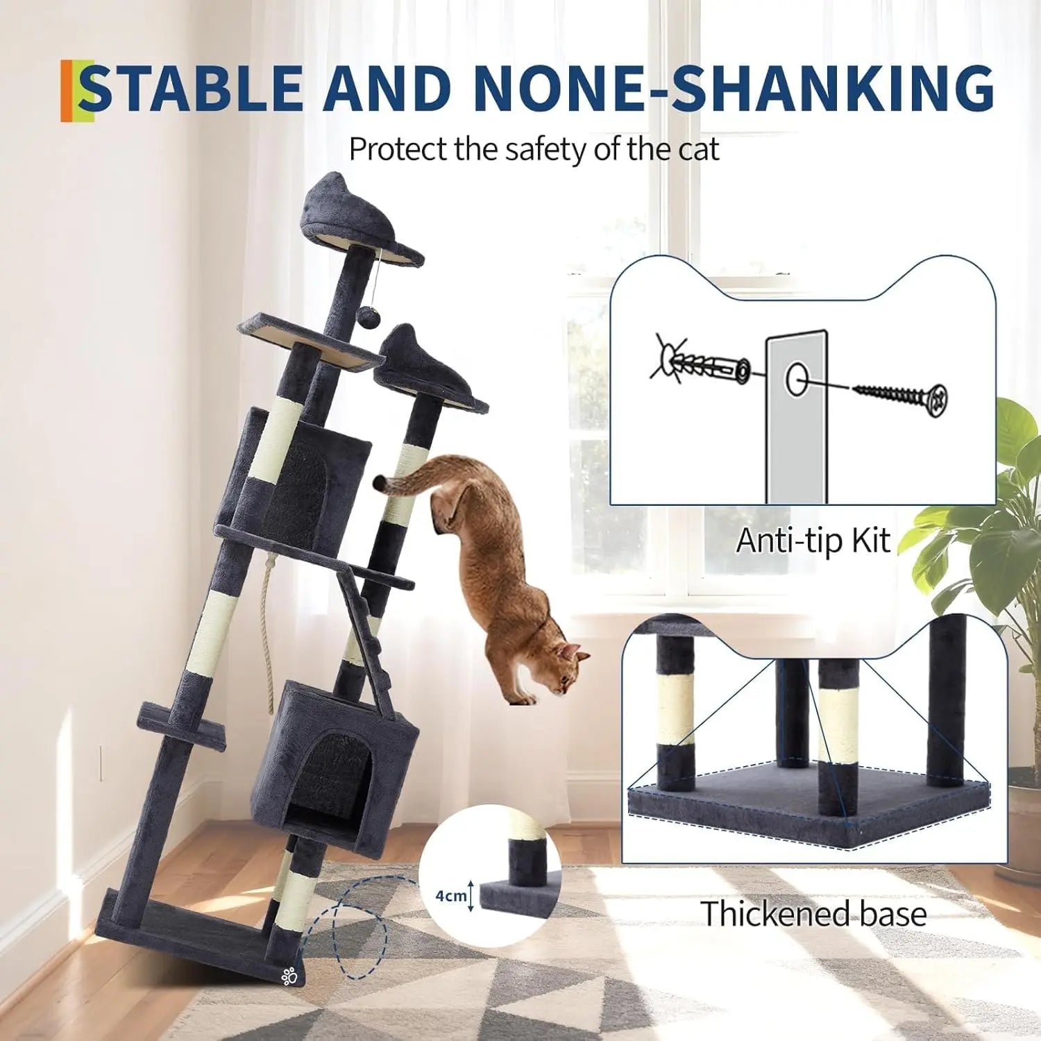 188cm Tall Cat Tower for Indoor
