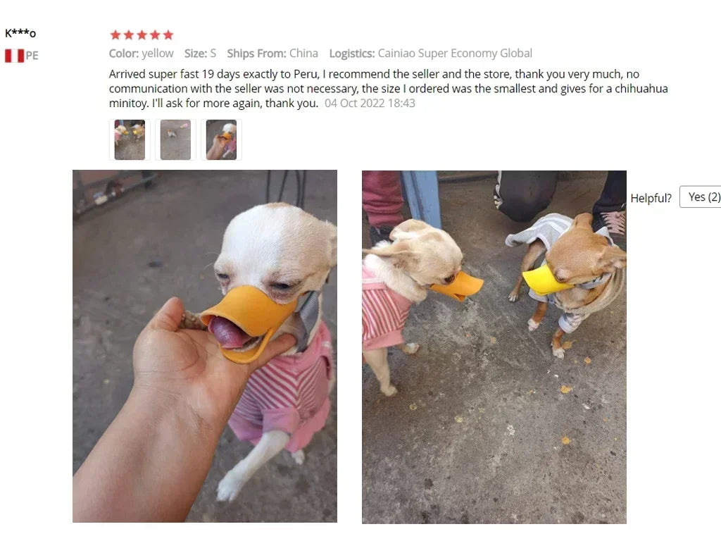 Soft Silicone Duck Shape Dog Muzzle