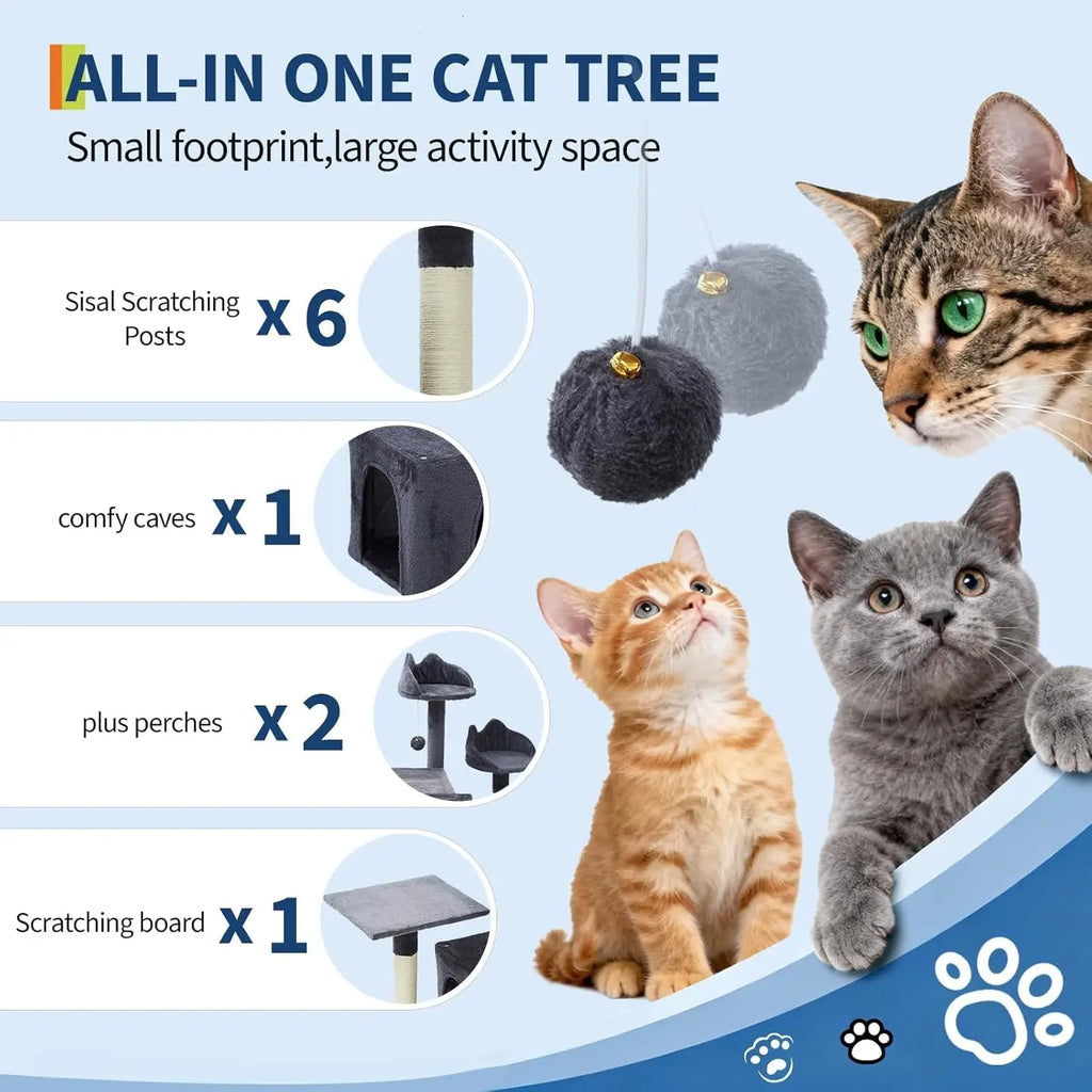 188cm Tall Cat Tower for Indoor