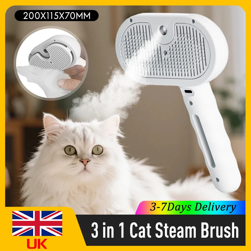 3-in-1 Electric Pet Steam Spray Brush
