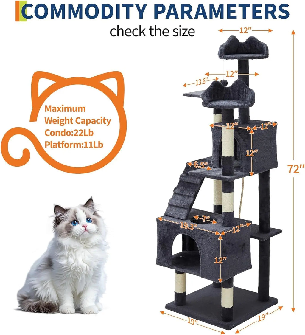 188cm Tall Cat Tower for Indoor